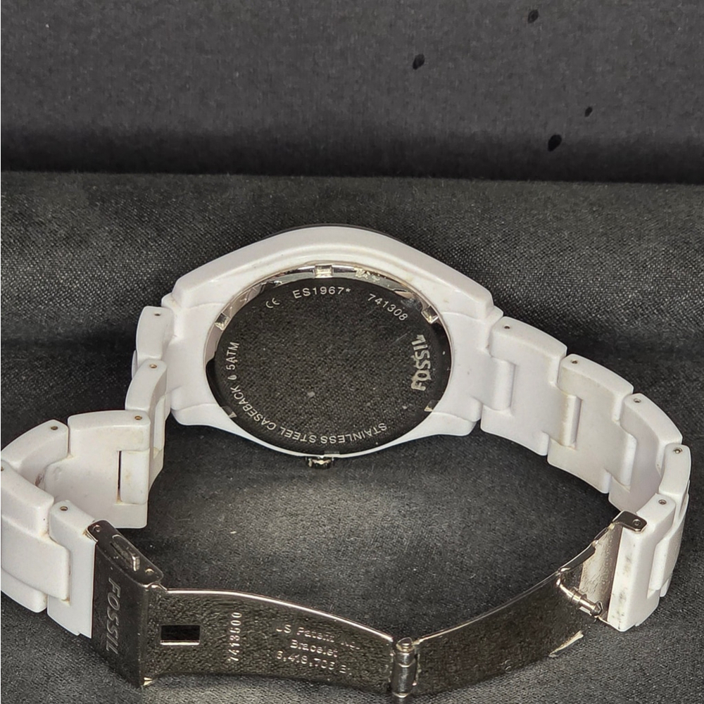 Fossil Stella ES-1967 Womens Watch 38mm White Multifunction New Battery 6.5" - Picture 5 of 5